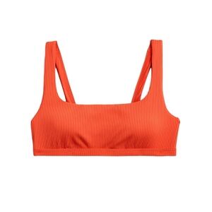 Madewell Ribbed Square-Neck Bikini Top in Coastal Orange